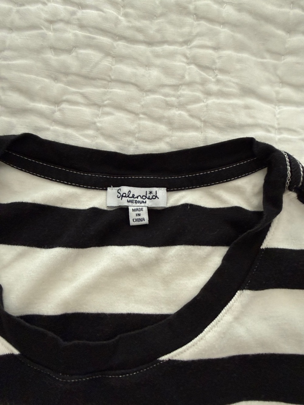 Splendid Black and White Striped Crewneck Tee